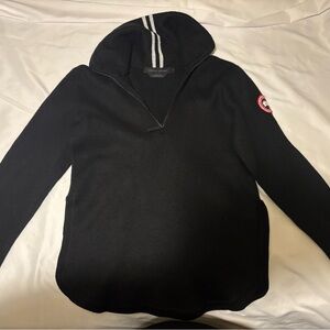 Canada Goose Black Zip-Up Hoodie with Striped Detail